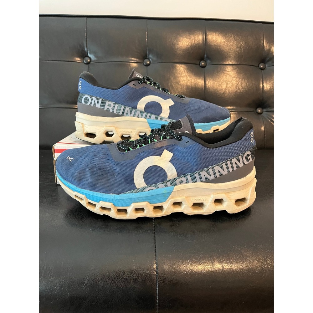 On Cloudmonster Blue Grey Helion Superfoam